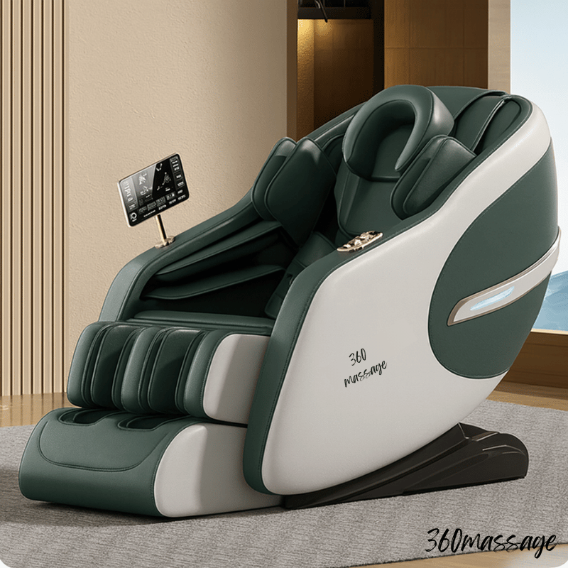 green and white massage chair