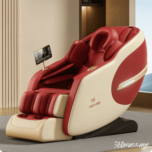 red and creamy massage chair
