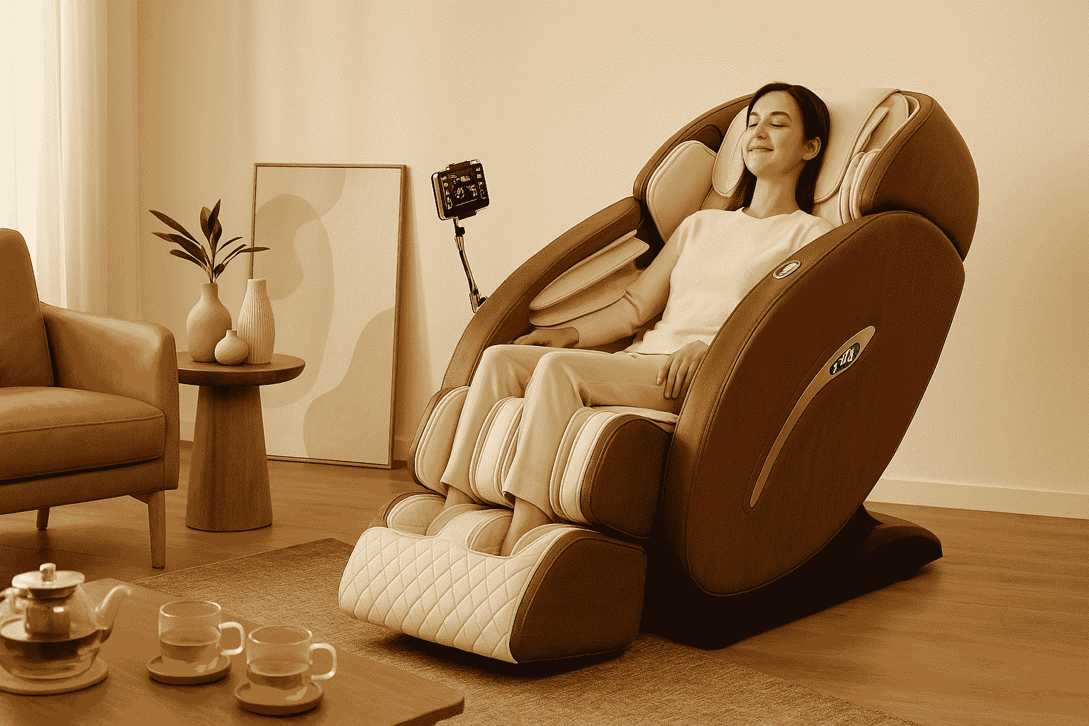 sit on a massage chair