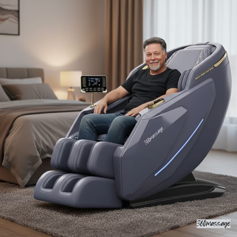 man in massage chair