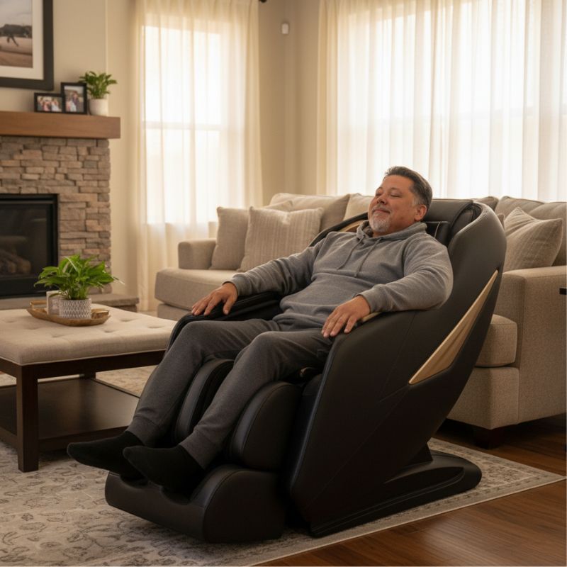 man in massage chair