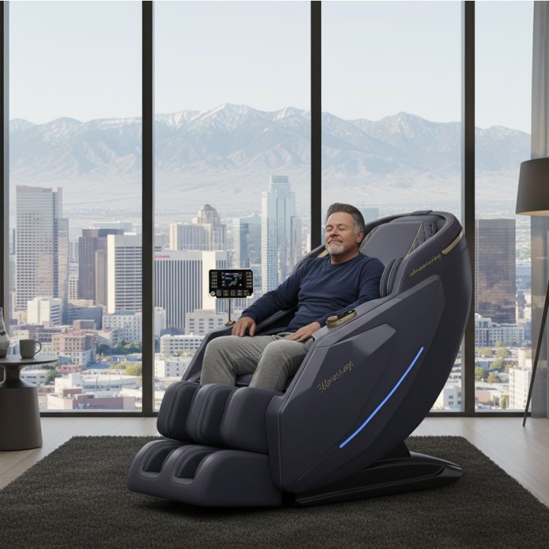 man in massage chair