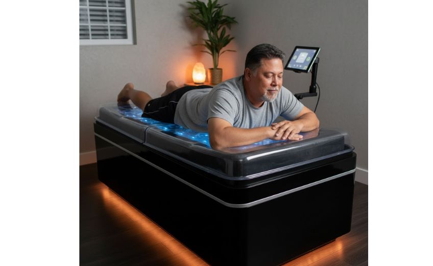 man on hydromassage bed