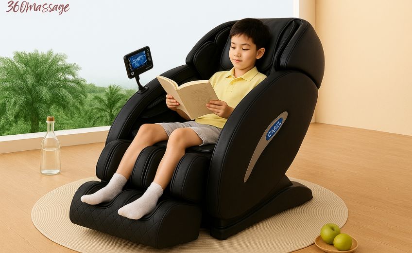 kid in massage chair