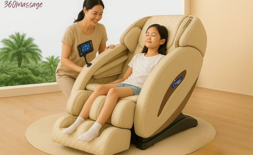kid in massage chair