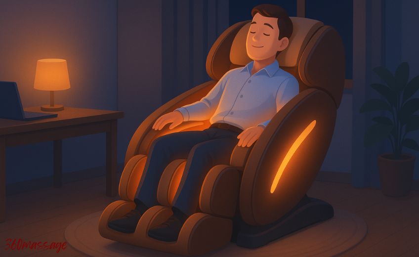 man relaxing in massage chair