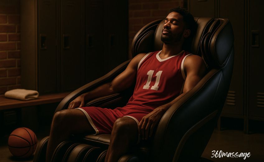 basketball player in massage chair