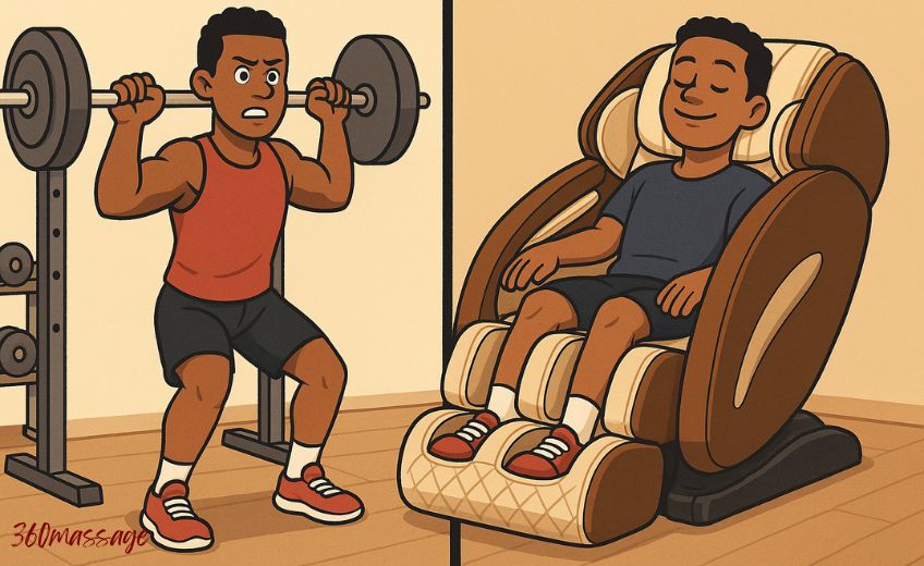 bodybuilder and massage chair