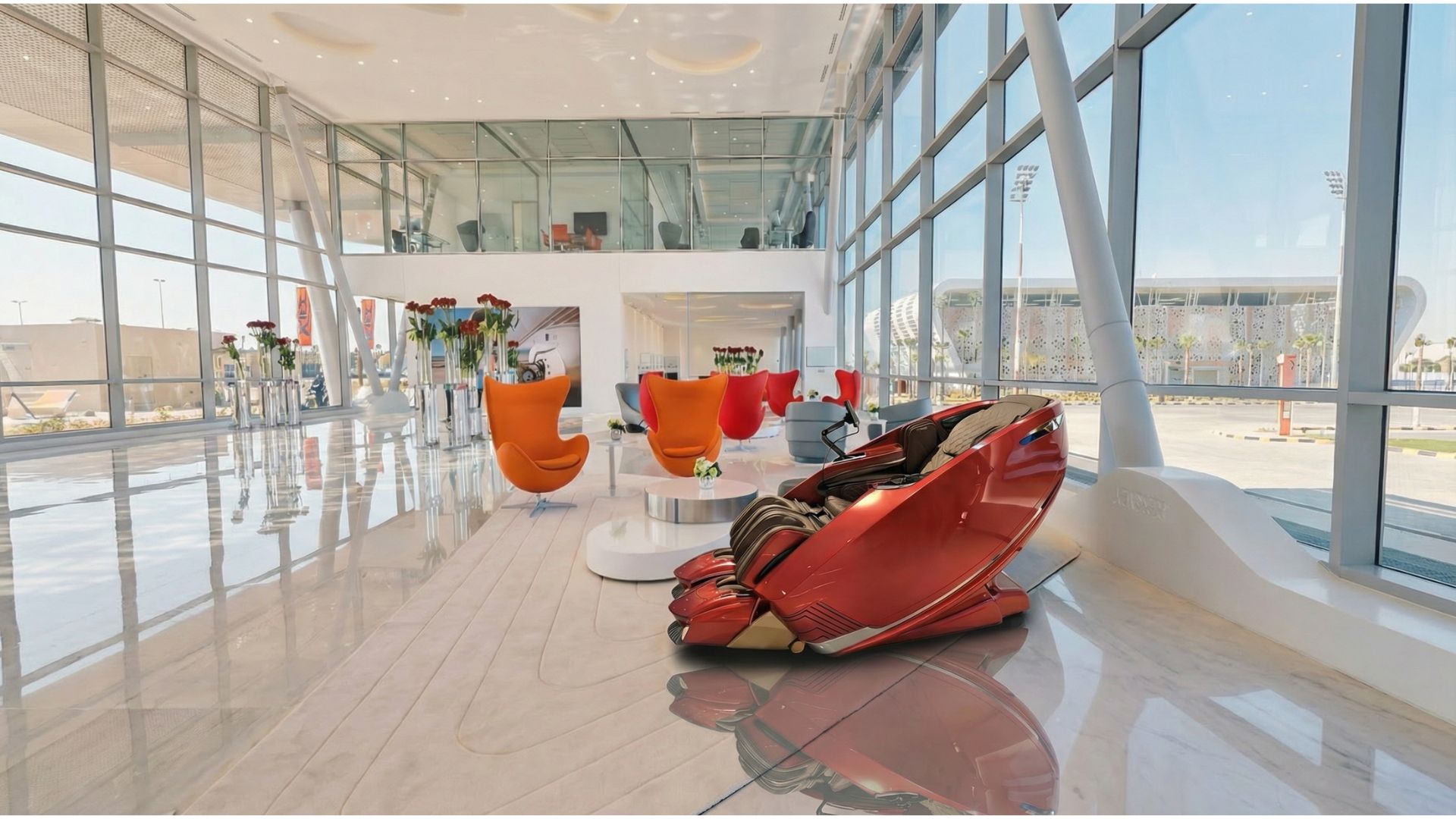 Massage chairs for airport 4 Massage chair placed in modern airport terminal lounge