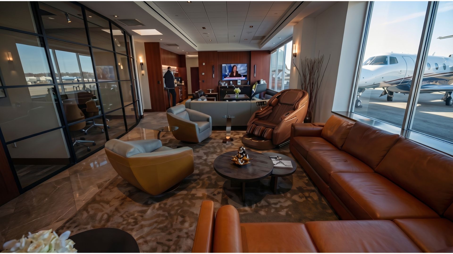 Massage chairs for airport 6 Massage chair in private jet airport lounge