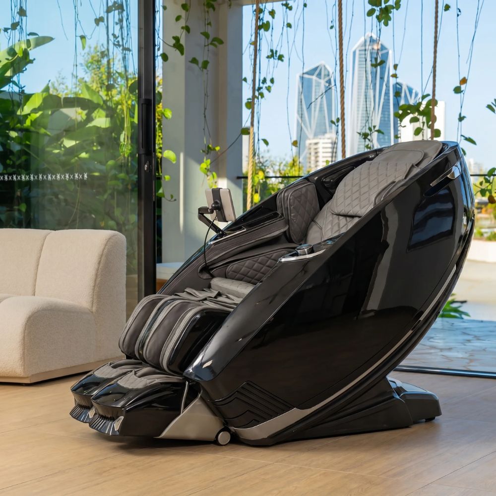 black massage chair in luxury home