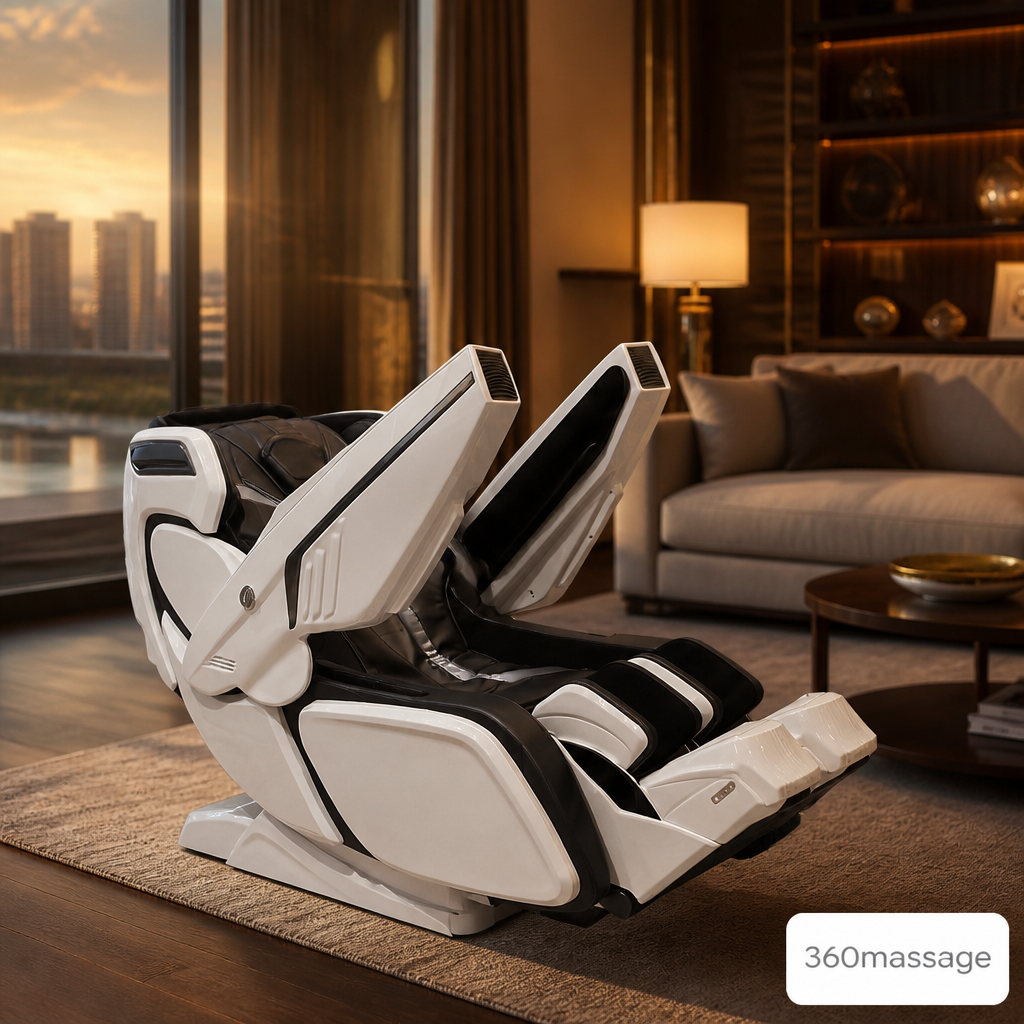 Massage chair for a tall person: how to get the fit right 7 White Weltron massage chair reclined into a flat zero gravity position in a luxury living room