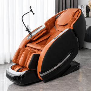 premium orange and black massage chair called raha
